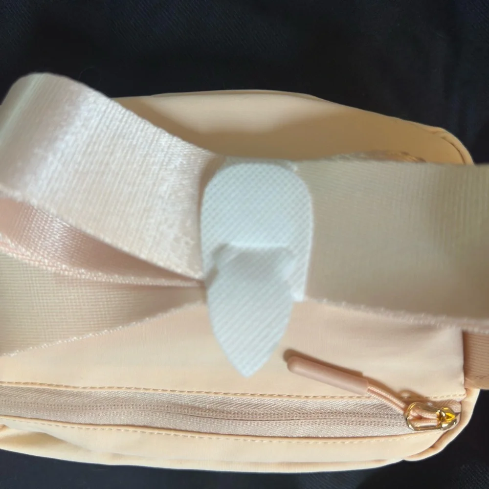 NEW PINK Peach Waist Fanny Shoulder Pack Bag MONOGRAM “M” with Purple Glitter